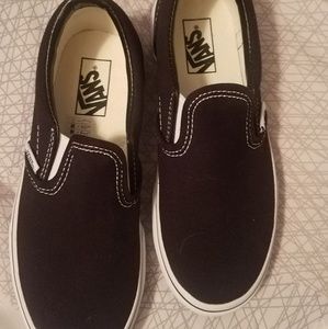 Boys Vans black slip on. NEVER WORN